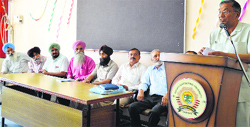 President, PAU Retirees Welfare Association, Zila Ram Bansal, addresses a general body meeting of the association in Ludhiana on Wednesday. Photo: Inderjeet Verma