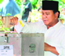 Prabowo Subianto, presidential candidate for the Great Indonesia Movement (Gerindra), casts his ballot on Wednesday. AFP