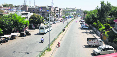 a road wears a deserted look in Jammu an Thursday.