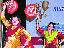 Girls perform gidda at the annual prize distribution function of DAVIET in Jalandhar on Thursday
