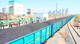 A goods train carrying coal arrives at the Talwandi Sabo power plant in Banawali village.