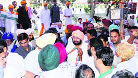 Capt Amarinder Singh meets supporters during campaigning in Amritsar on Thursday.