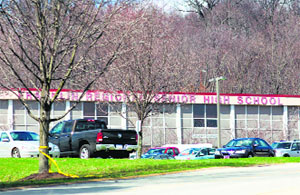 The scene of a mass stabbing at Franklin Regional Senior High School in Murrysville, Pennsylvania.
