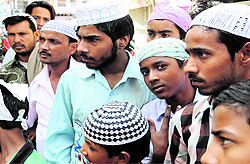 Members of the Muslim community share their concerns in Bathinda on Friday