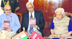 Governor NN Vohra during the book release function at Raj Bhawan in Jammu on Friday.