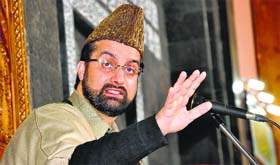 Moderate Hurriyat chief Mirwaiz Umar Farooq at a mosque in Srinagar on Friday.