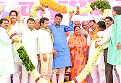Rajasthan Chief Minister Vasundhara Raje at a rally in Sriganganagar on Friday. Tribune photo
