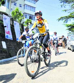 Participants during the third edition of MTB Himalaya, Shimla Edition, on Saturday.