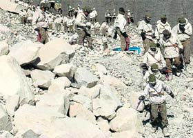 Troops during pre-induction training at the Siachen Battle School