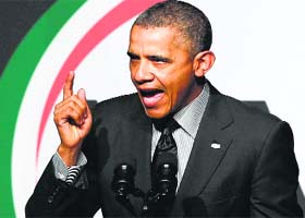 President Barack Obama addresses members of the National Action Network at their 16th annual convention in New York