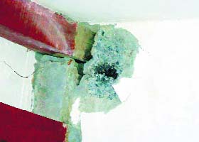 A house damaged by lightning at Kolekhan village in Kaithal district on Sunday