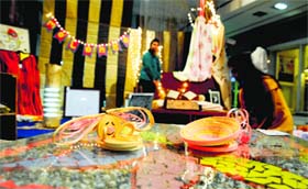 Designer items on display at the INIFD in Ludhiana on Sunday.