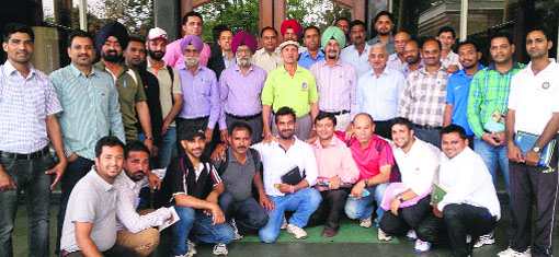 Match officials at the PCA Stadium in Mohali.