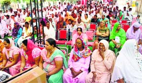 The function organised by the Haryana Dalit and Pichhda Varg Kalyan Association on Dr BR Ambedkars birth anniversary under way in Rohtak on Monday. One side of the road was closed near Ambedkar Chowk.