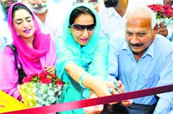 Congress candidate from Patiala Preneet Kaur opens her poll office in Patiala on Monday. Tribune photo: Rajesh Sachar