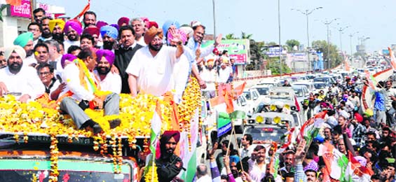 Congress candidate Capt Amarinder Singh during a rally in Amritsar. a file photo