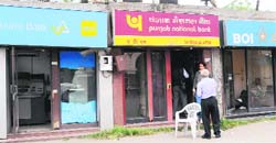 A view of the three ATMs of nationalised banks at the Amritsar railway station. A Tribune Photograph