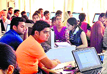 Students attend a workshop on computer network security at the BFGI in Bathinda