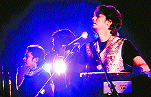 Members of the Pakistani rock band Raga Boyz perform at Kala Gram in Chandigarh on Tuesday