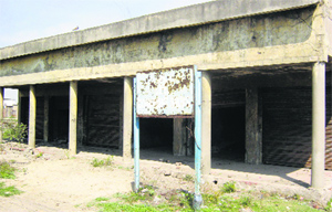 The vacant HUDA shops in Sector 29, Industrial Area Part I, of Panipat. 