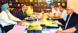Governor NN Vohra chairs a meeting of the Jammu University Council at Raj Bhawan in Jammu on Tuesday