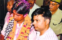 AAP candidate Kumar Vishwas files his nomination papers for Lok Sabha polls in Amethi on Tuesday. PTI