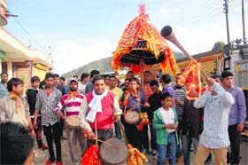 FAITH RULES: People carry their deity in a procession during the Chaitola festival in Pithoragarh