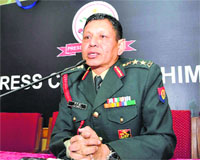 Col CB Chhetry, Director, Army Recruiting Office, addresses mediapersons in Shimla on Wednesday. 