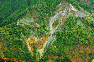 The slate mining site at Khanyara village near Dharamsala. 