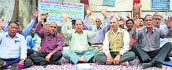 Members of the All India Backward Classes Union stage a protest in Jammu on Thursday. Tribune photo: Inderjeet Singh