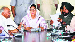 Congress leaders Rajinder Bhattal, Surinder Singla and Jagmeet Brar in Chandigarh on Wednesday.
