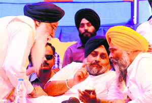 Deputy CM with Prem Singh Chandumajra in Morinda on Wednesday