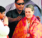 Congress chief Sonia Gandhi in Karimnagar on Wednesday