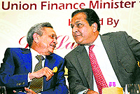 Assocham president Rana Kapoor (right) at an interactive session on 'Immediate priorities for new Union Finance Minister to achieve economic security of India', in New Delhi on Thursday