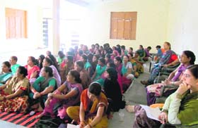 Empowering women: Women from Haridwar participate in an awareness camp organised by the Rural Litigation and Entitlement Kendra in Dehradun on Thursday