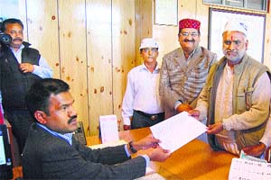 AAP candidate Rajan Sushant files his nomination in Dharamsala on Thursday