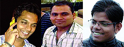 Ravi Gupta, Santosh Kumar and Ravi Shankar Chowdhary who died after a motorcycle accident at Jawaharlal Nehru University in New Delhi on Friday