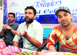 Director Ali Abbas Zafar (centre) and singer Shahid in Dehradun on Friday