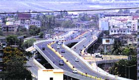 Vehicles ply on the 6.5-km Santa Cruz-Chembur Link Road which was thrown open to public in Mumbai on Friday.