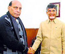 BJP president Rajnath Singh (left) and TDP chief Chandrababu Naidu