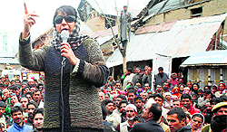 Peoples Democratic Party chief Mehbooba Mufti addresses a gathering