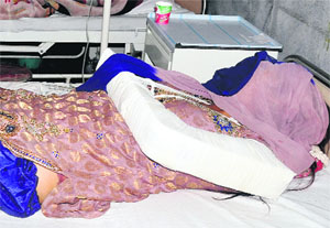 The injured, Neha, under treatment at the General Hospital in Sector 6, Panchkula, on Sunday.