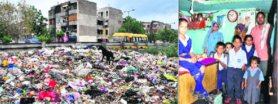 Heaps of garbage in front of a rehabilitation colony in Sector 56 in Chandigarh