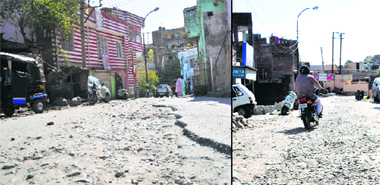 The road less taken: The dilapidated condition of the circular road in Jammu.