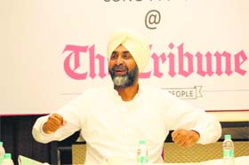 Ready for battle: People's party of Punjab chief Manpreet Badal at The Tribune office in Bathinda on Sunday for an interactive session for 'Punjab Votes 2014'
