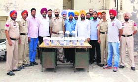 The CIA staff with nine revolvers that were recovered from four accused in Bathinda on Monday