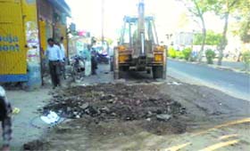 Portion of Pakhowal Road which caved in on Monday.