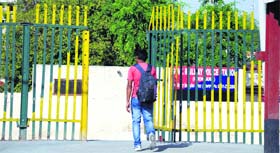 An entry point left unchecked at the railway station in Ludhiana on Monday.