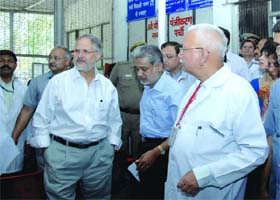 Lieutenant Governor Najeeb Jung during the inspection of GTB Hospital in New Delhi on Tuesday