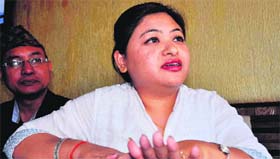 Former vice-chairperson of the Women Child Development Council Sarika Pradhan campaigns for Congress candidate Renuka Rawat in Haridwar on Tuesday.